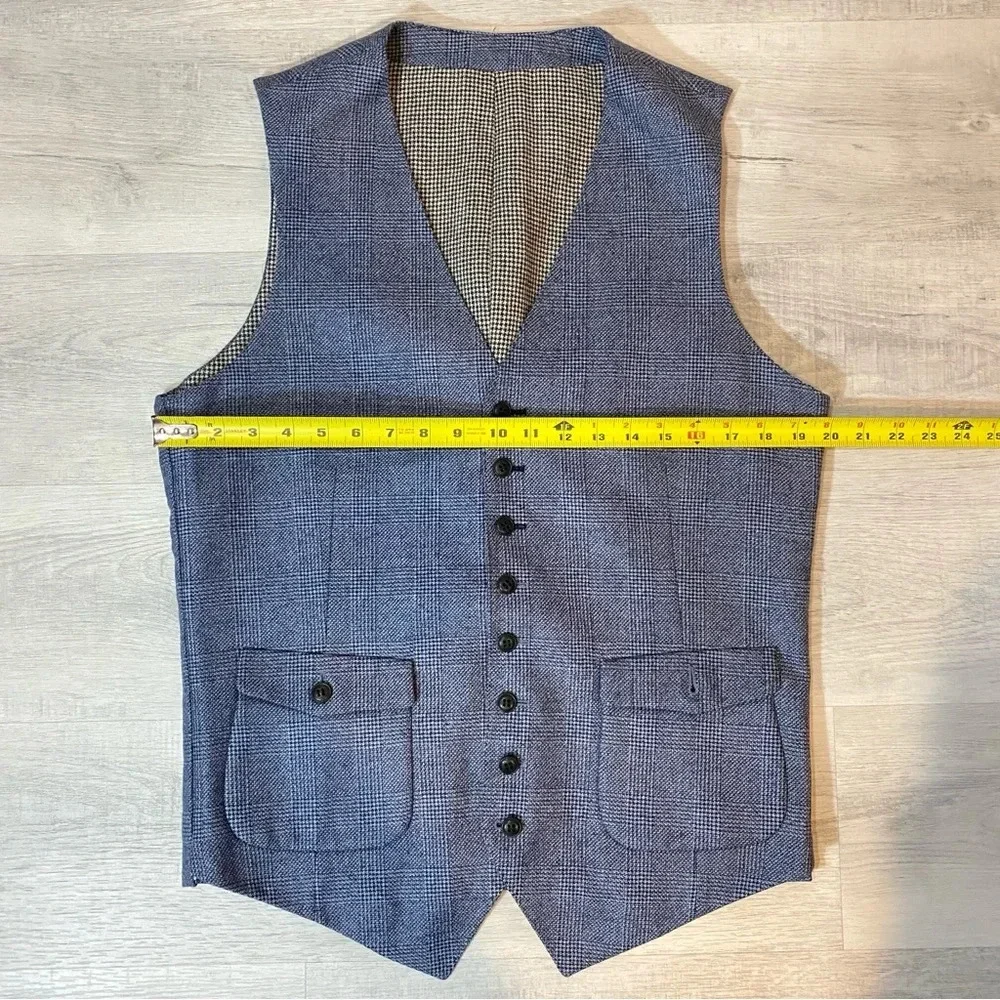 Tailored Blue Grey Formal Tweed Vest or Waistcoat